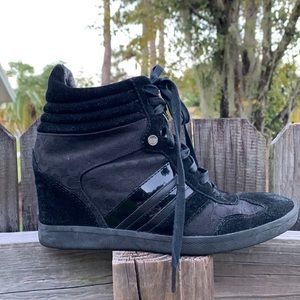 Coach, Black Signature Wedge Alara Sneaker, size 9.5, style #A0548